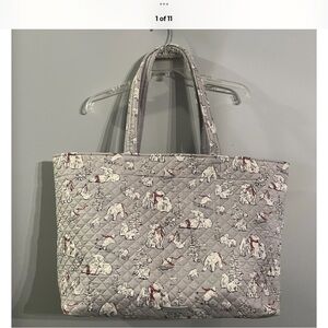 Vera Bradley XL Grand Tote Beaty Merry Polar Bear Travel Bag 23 x 14 clean Rare